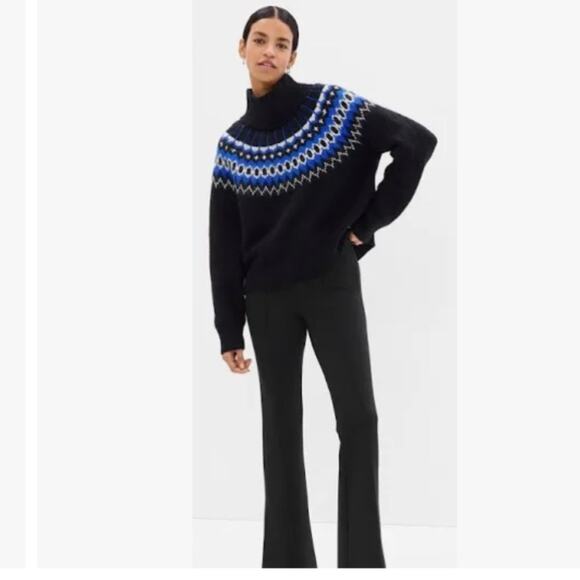 GAP Fair Isle Funnel neck Black and Blue Sweater Size XL - Picture 13 of 13